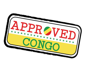 Fototapeta premium Vector Stamp of Approved logo with Congo Flag in the shape of O and text Congo.
