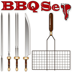Different special tools for barbecue party. Bbq grill and tools vector illustration