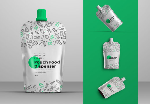 4 Food Capped Pouch Mockups
