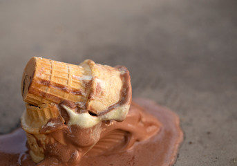 Ice Cream Cone Knocked Over and Melting