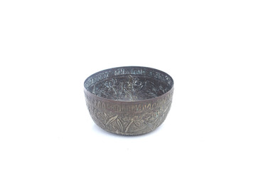 vintage brass bowl on isolated