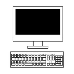technology hardware computer device cartoon in black and white