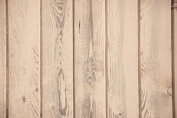 Background texture of old beige painted wooden lining boards wall