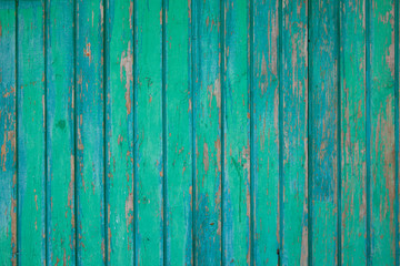 Background texture of old blue painted wooden lining boards wall