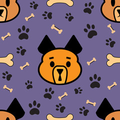 Kids  pattern whith puppies (violet)