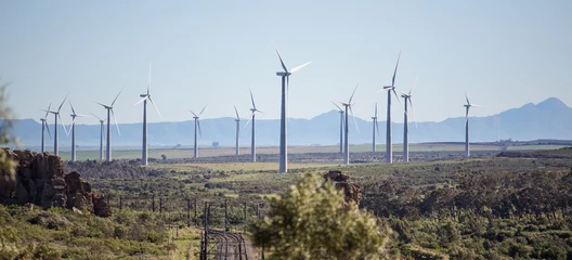 Fotobehang Afrika Close up image of a wind farm in south africa, supplying eco friendly electricity  © Dewald