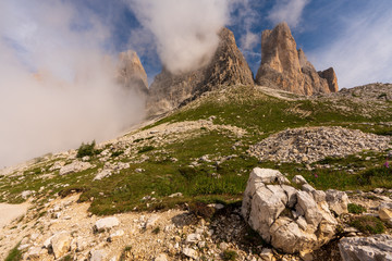 Drei Zinnen in den Sextner Dolomiten in Südtirol Italien