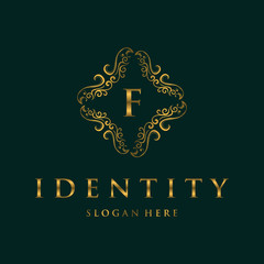 letter F vintage crest mandala vector logo design element, Luxury Logo template in vector for Restaurant, Royalty, Boutique, Café, Hotel, Heraldic, Jewelry, Fashion and other vector illustration