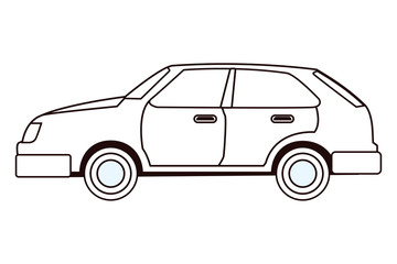 Fototapeta na wymiar Modern coupe car vehicle sideview in black and white
