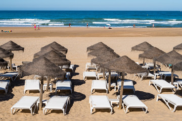 Beach hammocks in La Barrosa, Sancti Petri, Cadiz