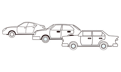 Vintage and classic with modern cars vehicles in black and white