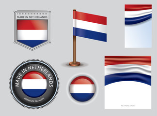  Made in Netherlands seal, Holland flag and color  --Vector Art--