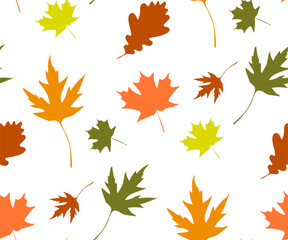 Vector autumn leaves seamless pattern. Floral stock vector illustration
