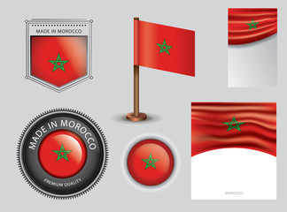  Made in Morocco seal, Moroccan flag and color  --Vector Art--