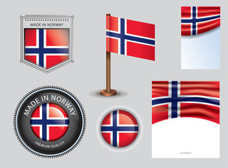  Made in Norway seal, Norwegian flag and color  --Vector Art--