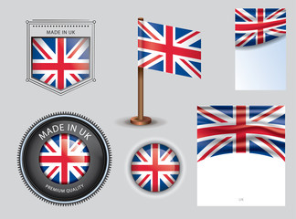  Made in Uk seal,  United Kingdom flag and color  --Vector Art--
