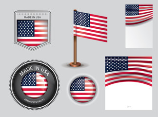  Made in Usa seal, American flag and color  --Vector Art--