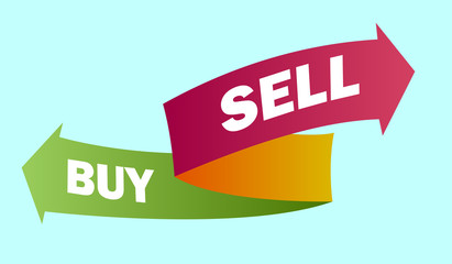 Ribbon with arrows Buy and Sell