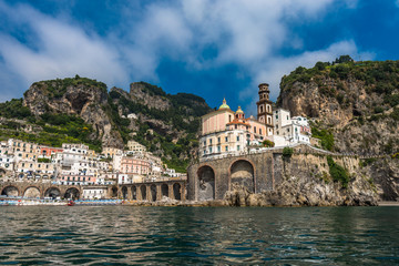 Fototapeta na wymiar Panoramic view of Atrani, small village on Amalfi Coast, Italy