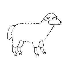 farm cute mammal animal cartoon in black and white