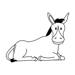 farm cute mammal animal cartoon in black and white