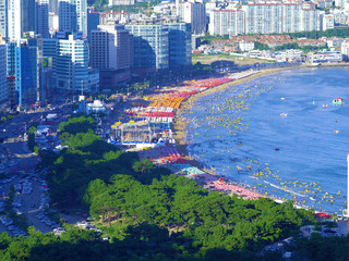 해운대.부산. 해수욕장.여름. 풍경.  휴가. 