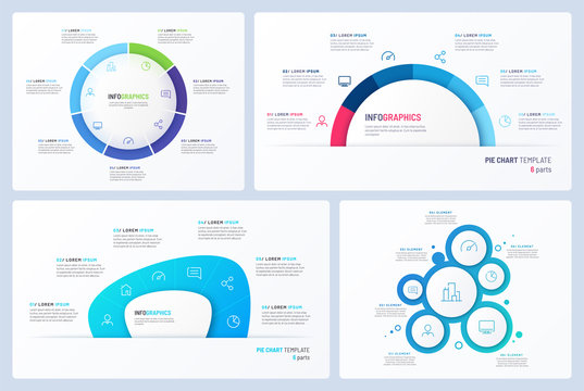 Set of minimal vector infographic templates. 6 options