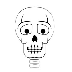 skull dead human anatomy cartoon in black and white