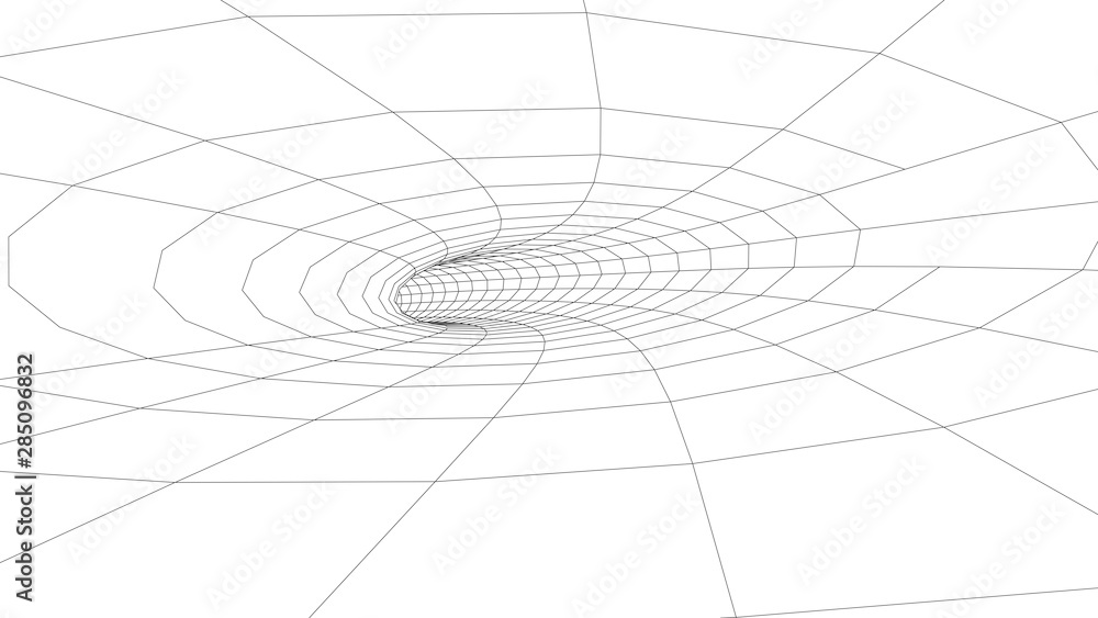 Poster tunnel or wormhole. vector abstract background. 3d tunnel grid. futuristic perspective grid backgrou