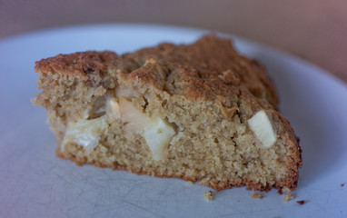 Piece of Homemade Healthy Vegan Oat apple pie pastry. Very Healthy Dessert concept.