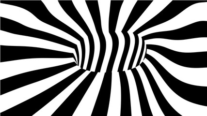 Optical illusion wave. Used for materials or graphic source. Abstract 3d black and white illusions. Vector illustration.