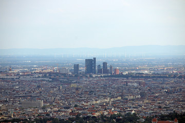 Fototapeta na wymiar Vienna city skyscrapers and modern buildings panoramic view Austria