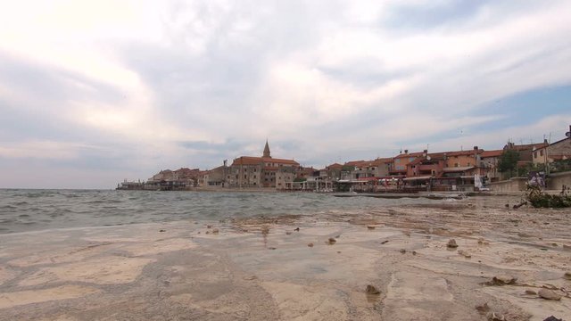 stormy weather at umag city quay in croatia