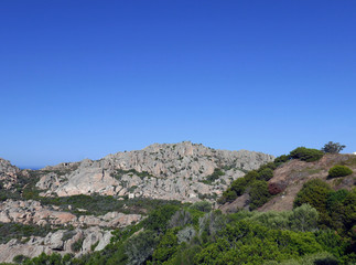 Fototapeta na wymiar bei panorami estivi de l'isola de La maddalena, tra verde, rocce e mare limpido