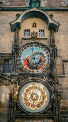 Astronomic clock on the Old Town Hall tower at Staromestska square in Prague