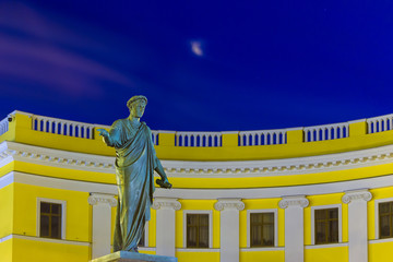 The most recognizable view of the city of Odessa with the first monument to the founder of the city...
