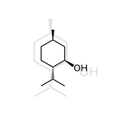 Menthol chemical formula on white background