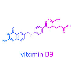 Folic acid or vitamin b9 chemical formula