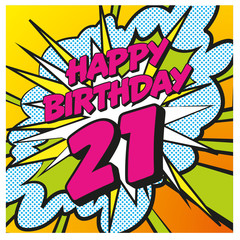 Carte Happy Birthday 21 years 