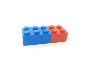 Isolated white background playing toy blocks