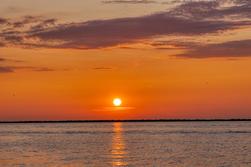 Beautiful sunset over the Great Lakes Region, USA