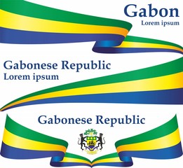 Flag of Gabon, Gabonese Republic. Template for award design, an official document with the flag of Gabon. Bright, colorful vector illustration.