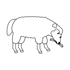 farm cute mammal animal cartoon in black and white