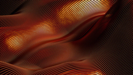 Luxury drapery particle wave background. 3d illustration, 3d rendering.