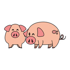 cute animals pigs farm cartoon