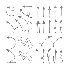Hand drawn arrow set. Collection of doodle arrow doodles.