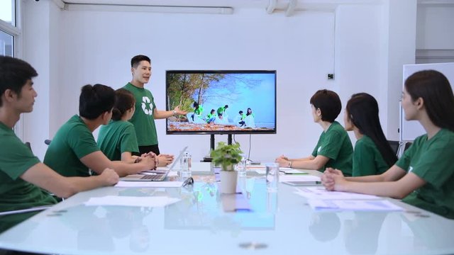 Participation Concept. Volunteer Team talking for work together at meeting room. 4k Resolution.