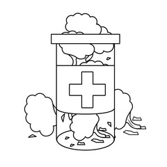 cannabis martihuana sativa hemp cartoon in black and white