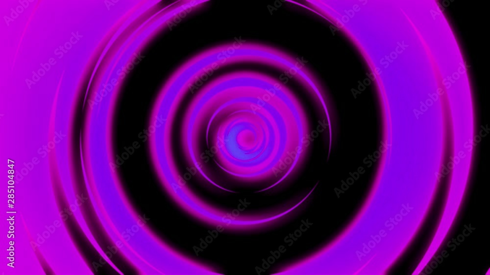 Poster abstract animation of light neon tunnel formed by colorful moving rings on black background. animati