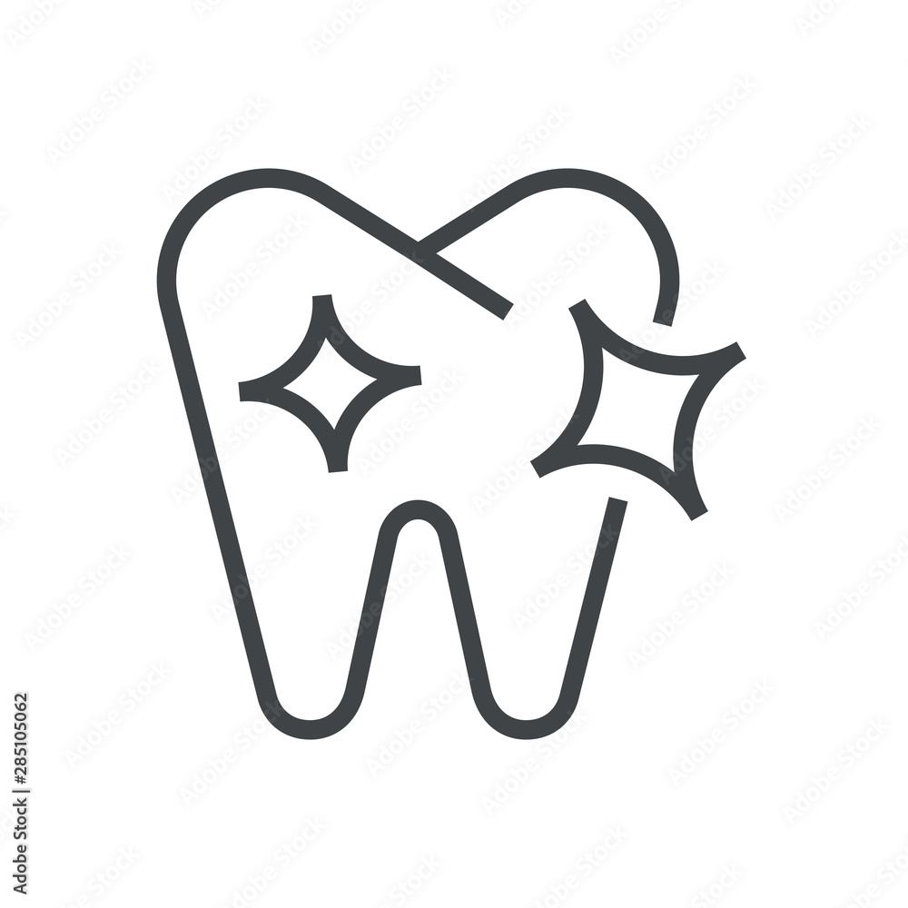 Wall mural line icon shiny tooth